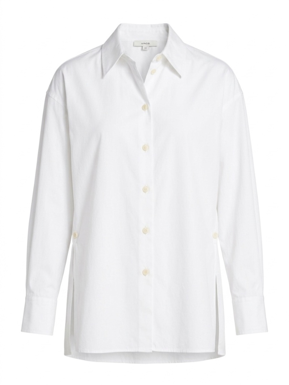 NWT $295 Vince Convertible Cotton Poplin Button-Down Shirt – Optic White